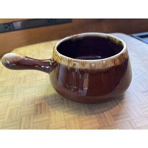 VTG McCoy Brown Drip Solid Handle French Onion Soup Chili Bowl 7054 USA